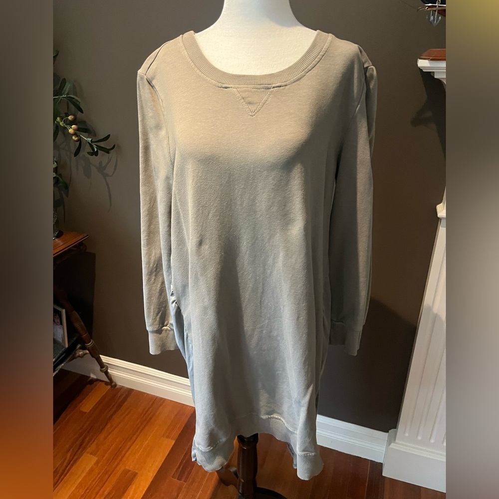 Casual Long Sleeve Sage Green Dress
